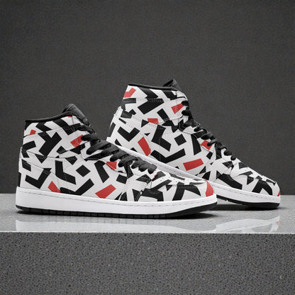Unisex High Top Sneaker – Red Vector Grid