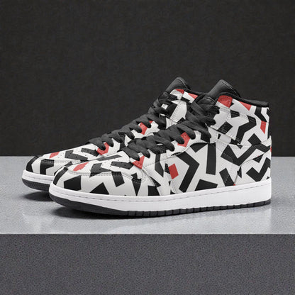 Unisex High Top Sneaker – Red Vector Grid