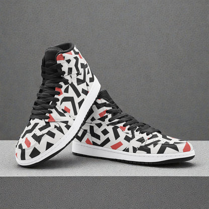 Unisex High Top Sneaker – Red Vector Grid