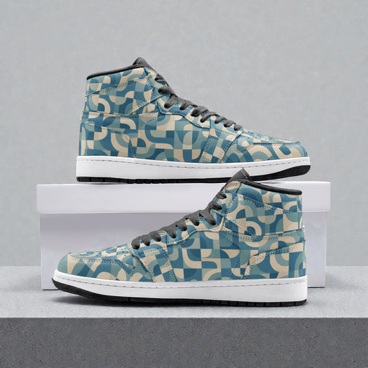 Baskets montantes unisexes - Vagues turquoise