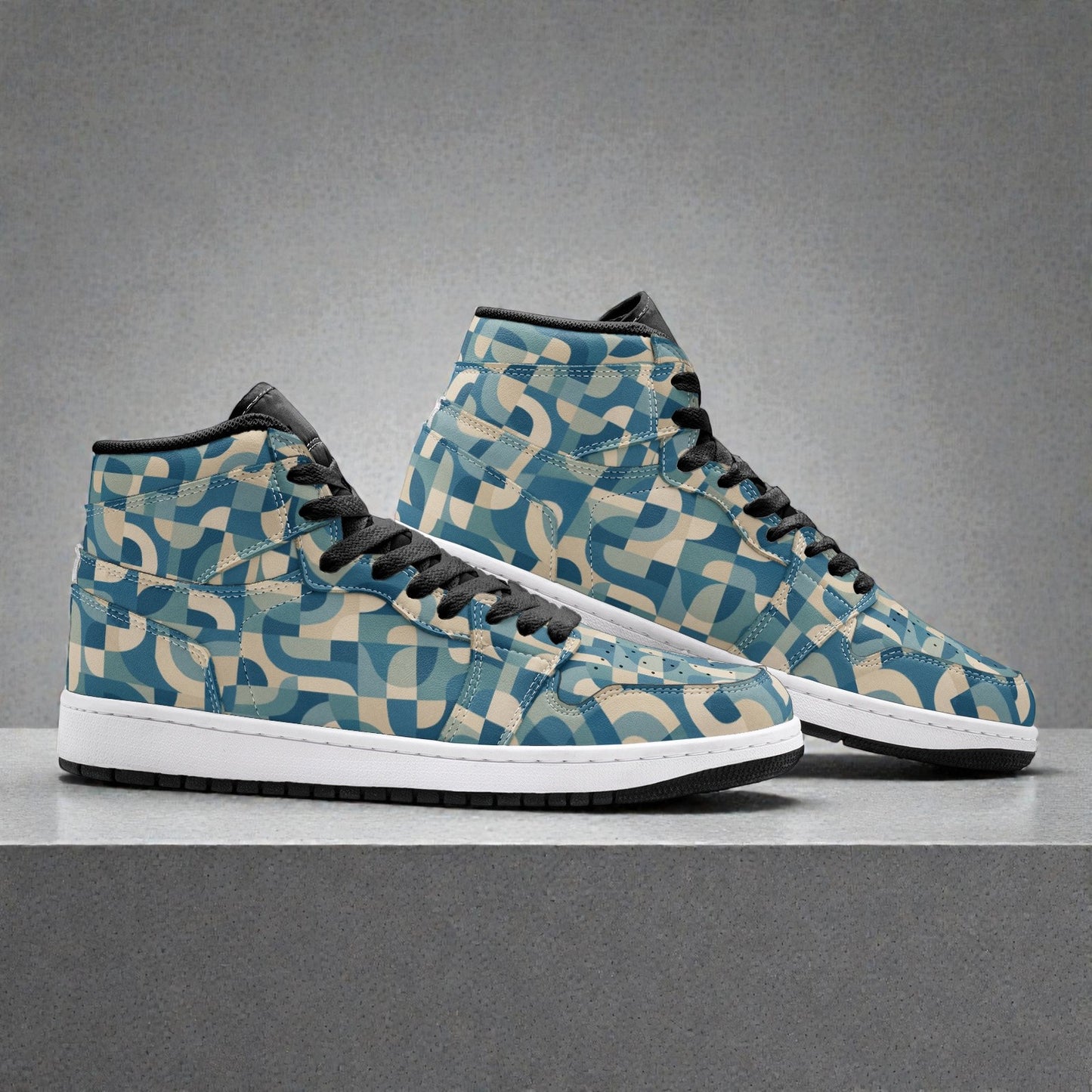 Unisex High Top Sneakers - Teal Waves