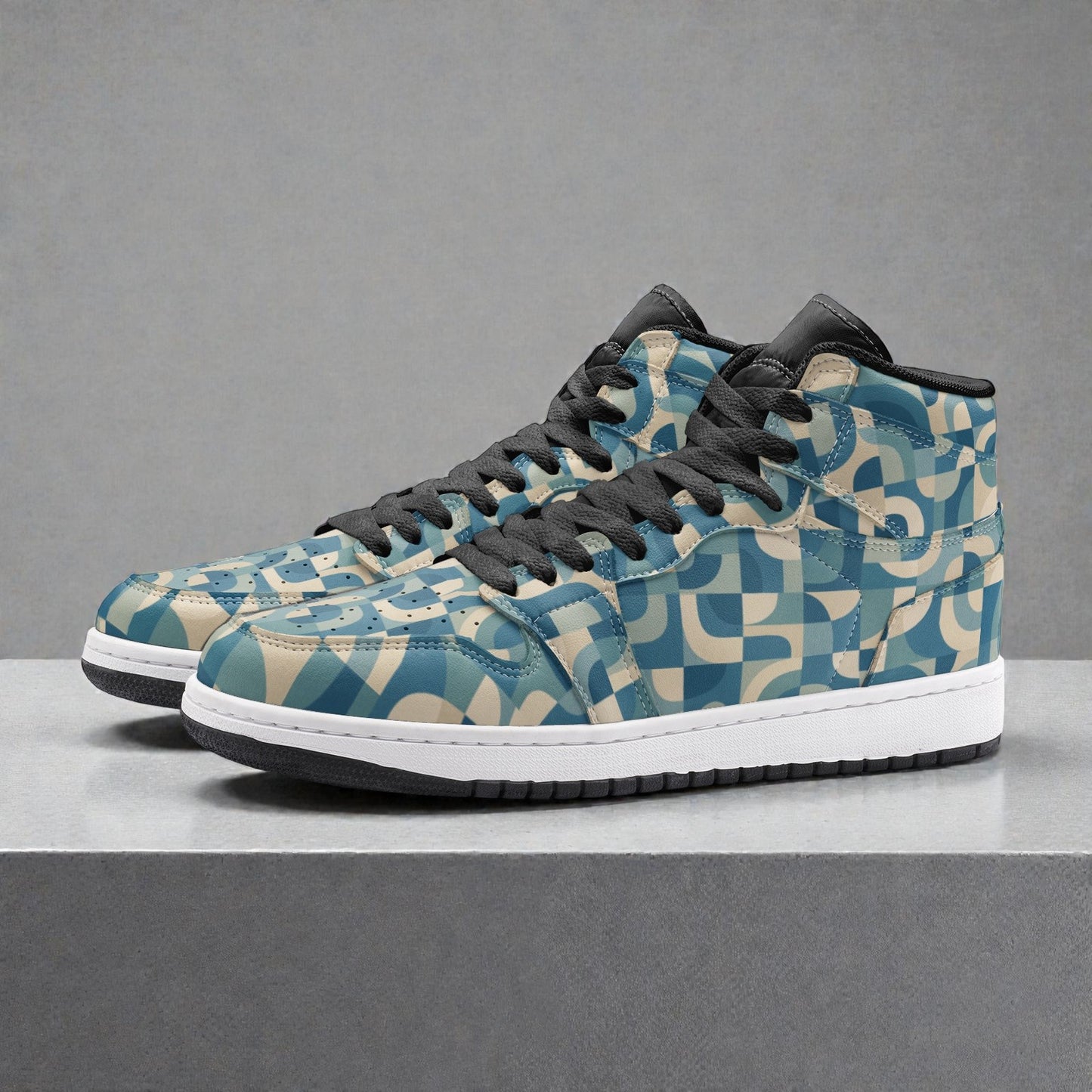 Unisex High Top Sneakers - Teal Waves